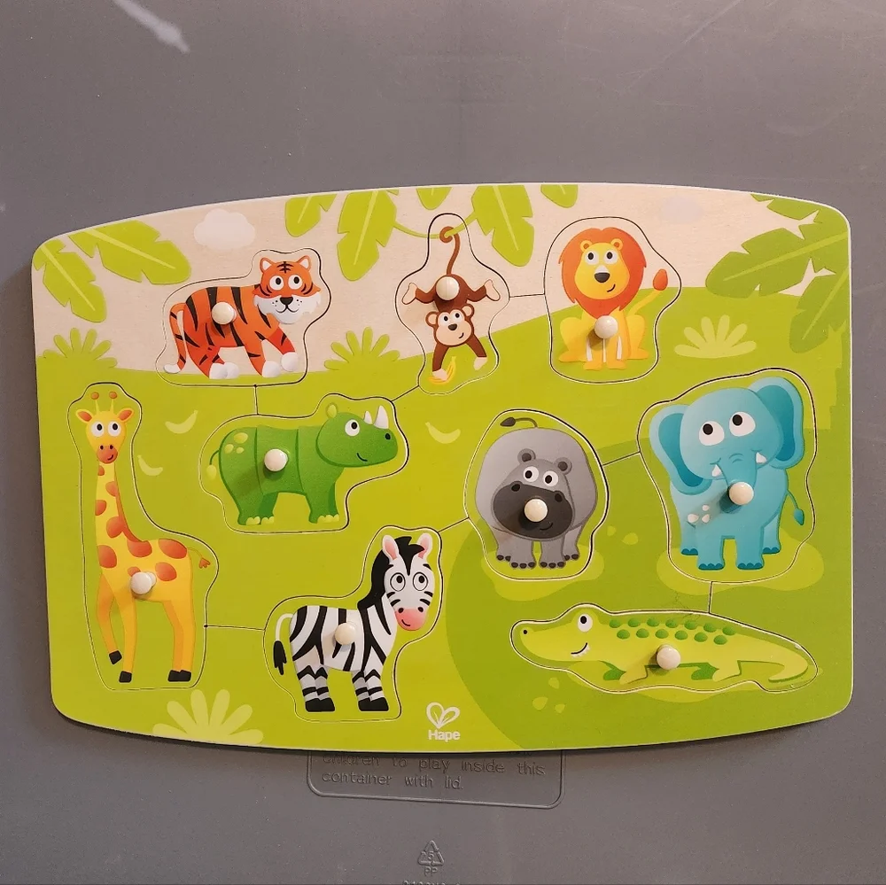 Jungle Animal Peg Toddler Fine Motor Hape Lakeshore Learning Puzzle